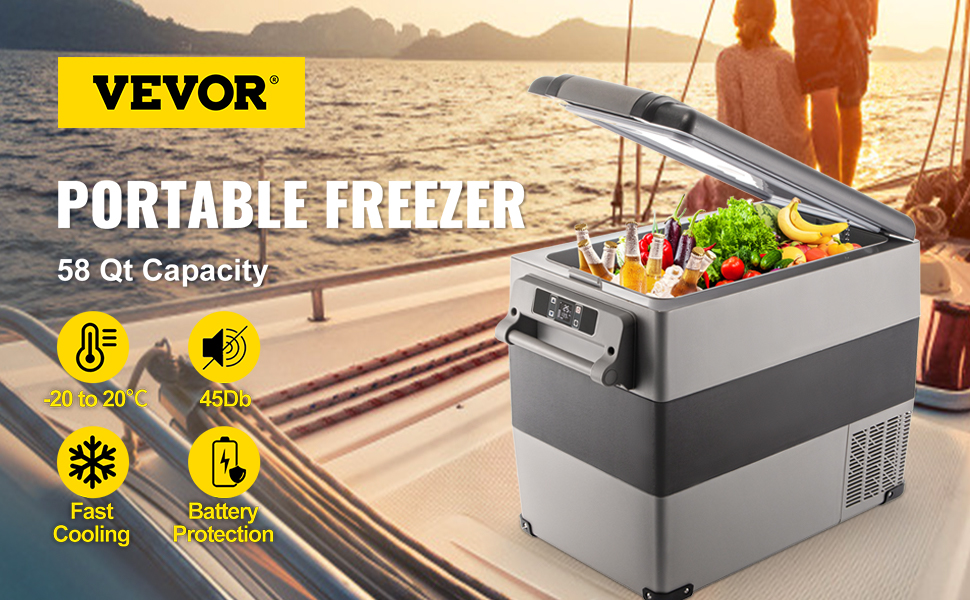 VEVOR Portable Freezer 58 Qt sur un bateau